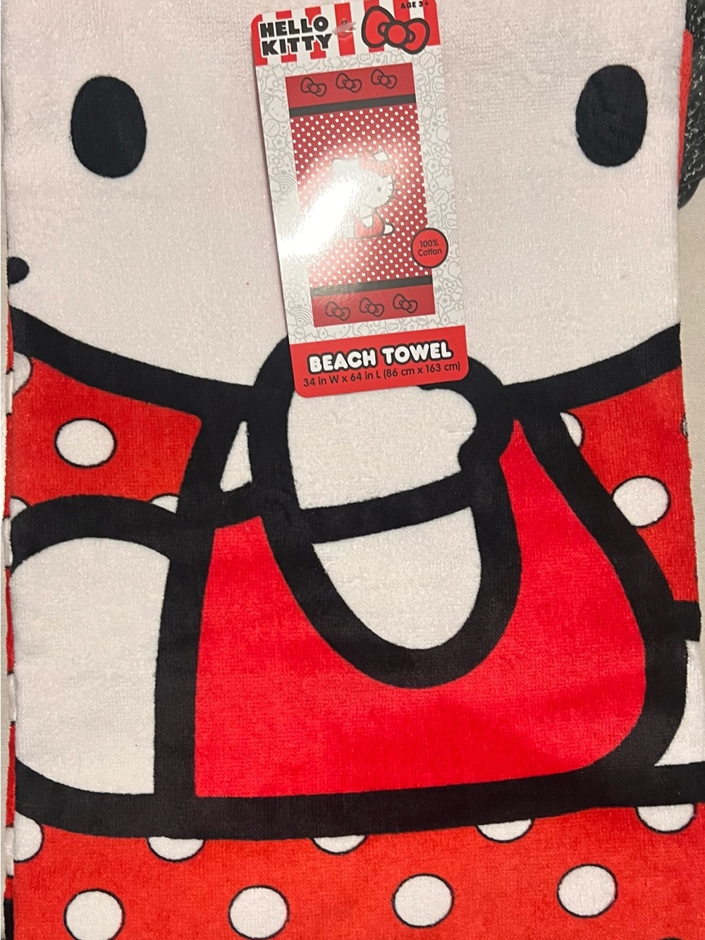 Hello Kitty Red, White & Black Polka Dot Towel